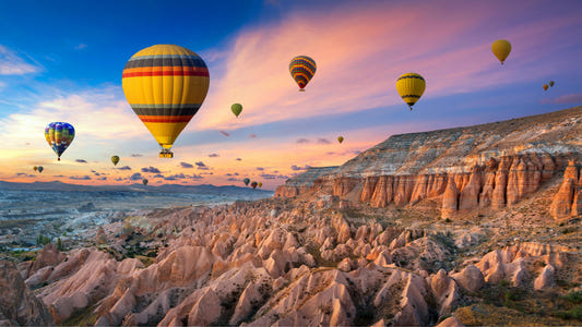 Balloons Sunset Wallpaper Mural