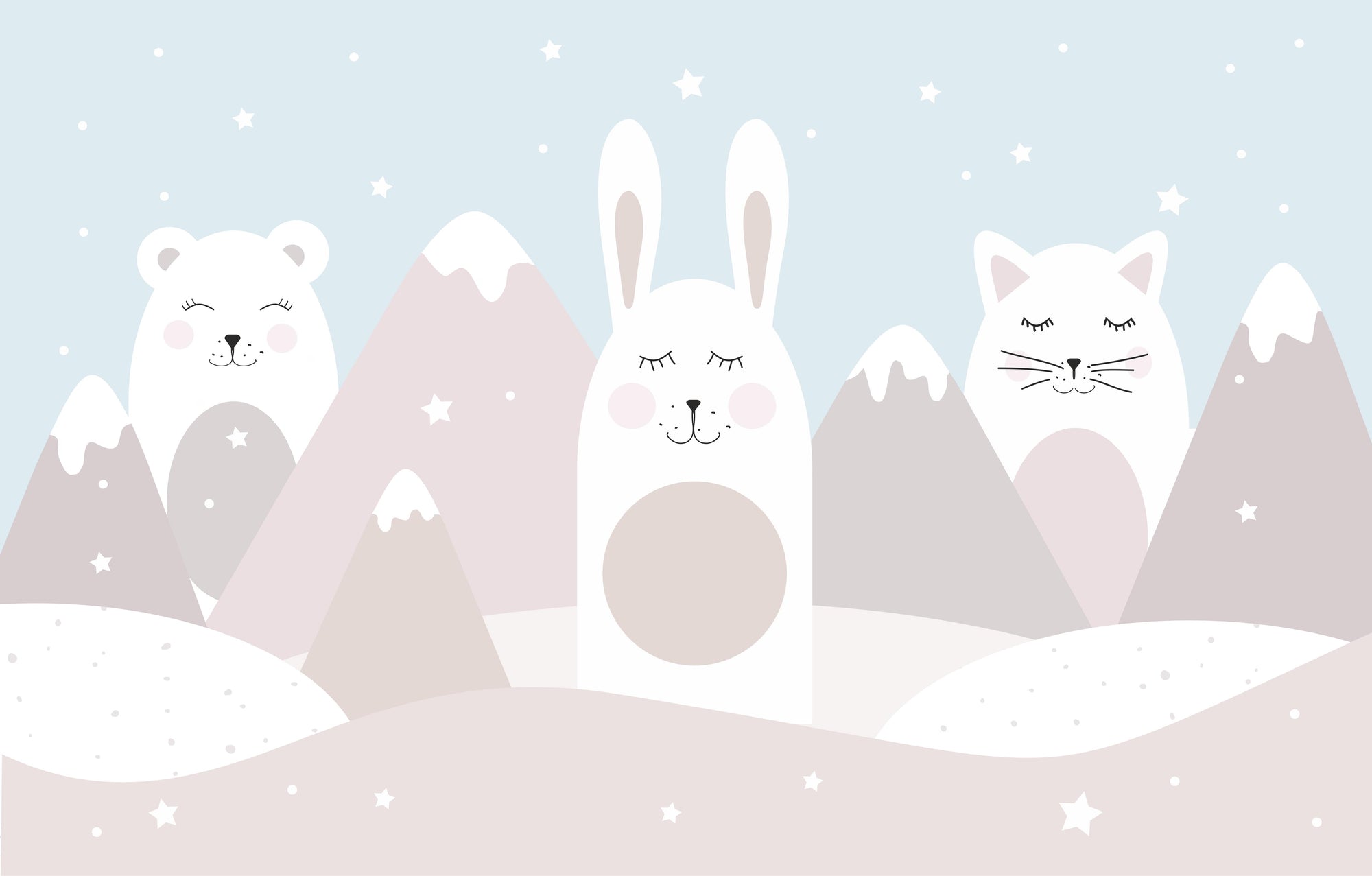 Serene Cat Peaks Wall Mural