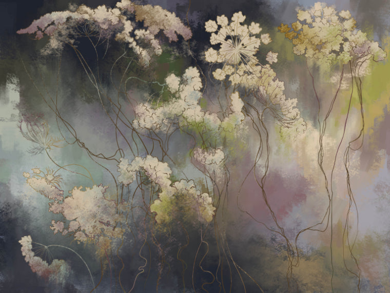 Vintage Wildflower Sketch Wallpaper Mural