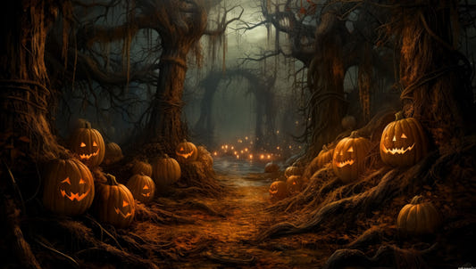 Spooky Pumpkin Forest Halloween Wallpaper