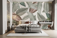 Gentle leaf wallpaper mural for a fresh, organic touch