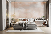 Room wallpaper featuring a soft peach sunrise scene