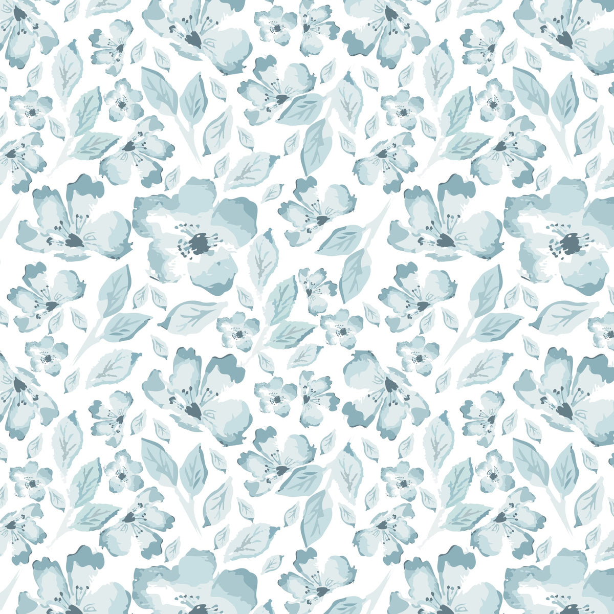 Blue Roses Wall Mural in your room — zoomed