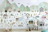 Tranquil Mountain Range Wallpaper Mural for calming scenery
