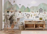 Tranquil Mountain Range Wall Mural with serene peaks