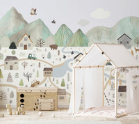 Tranquil Mountain Range Wallpaper Mural for a peaceful landscape