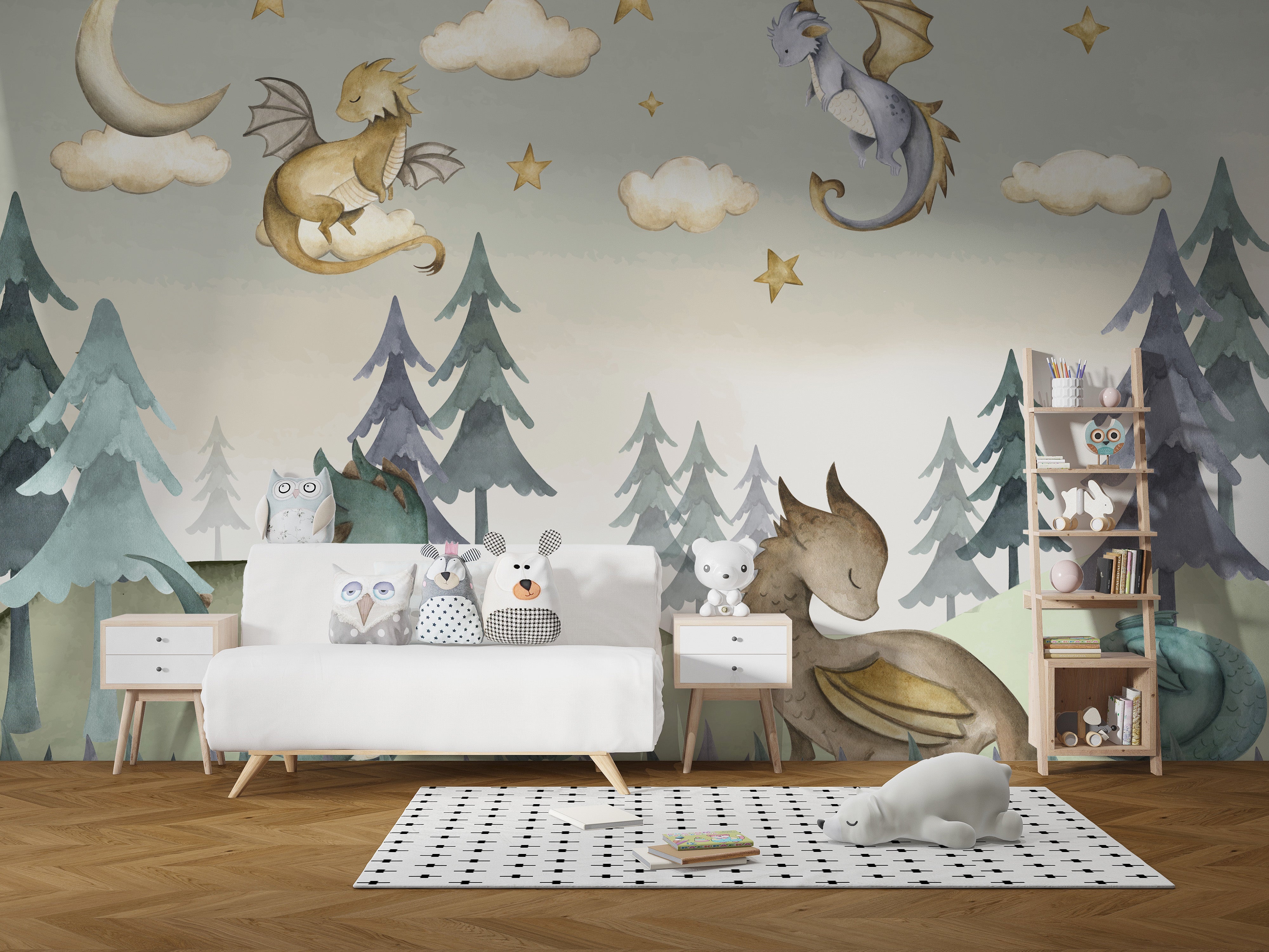 Magical Dragon Grove Wallpaper Mural for a fantasy scene