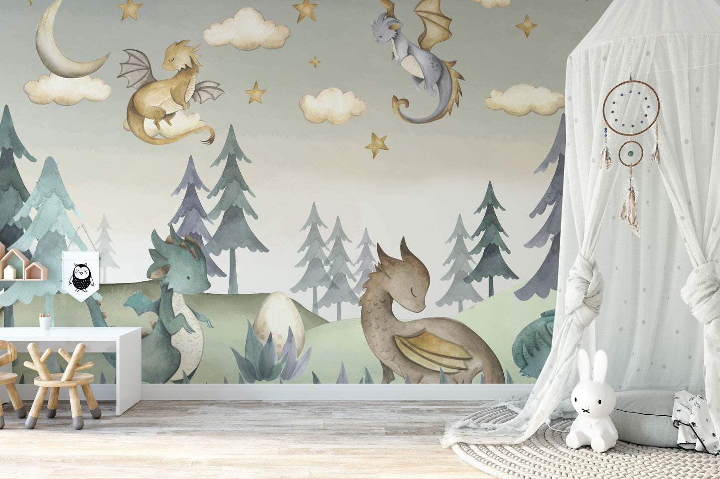 Magical Dragon Grove Wallpaper Mural with hidden dragons