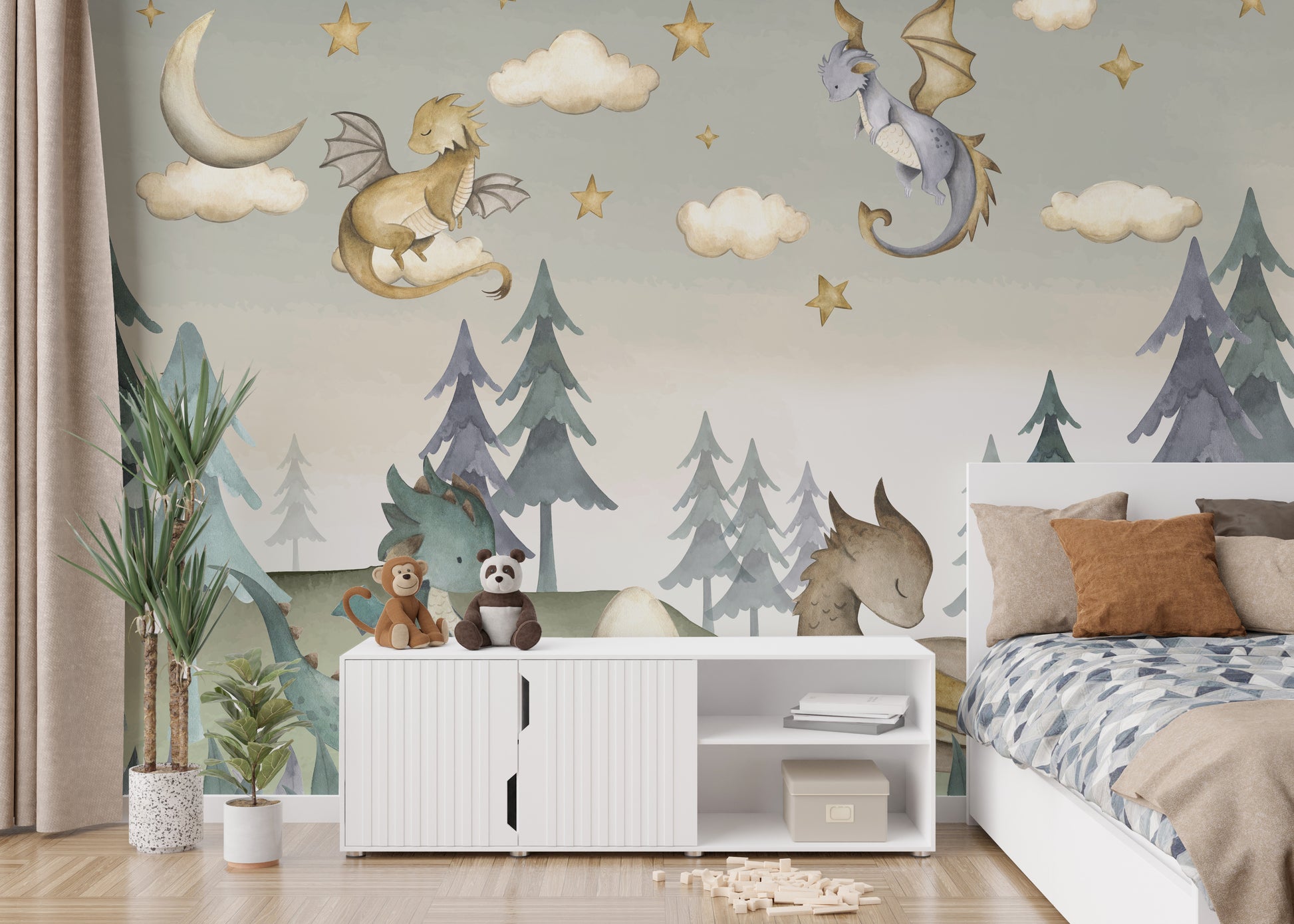 Magical Dragon Grove Wall Mural for a mystical atmosphere