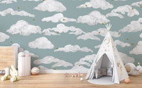 Dreamy Turquoise Skies Wallpaper Mural with tranquil skies