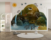 Magical Hillscape Wallpaper Mural with magical hill details