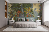 Vibrant Jungle Wall Mural with jungle foliage design