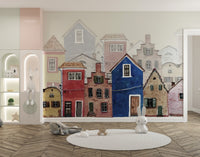 Colorful Wallpaper Mural of European Houses