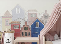 Colorful European Homes Wall Mural for Any Space