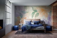 Hand-painted floral watercolor mural for walls.
