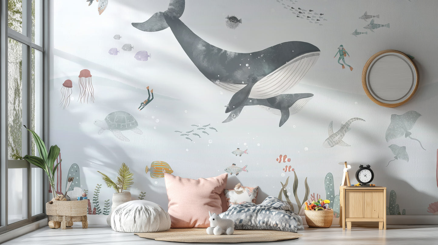 Ocean Life Wallpaper Mural for a Coastal Vibe