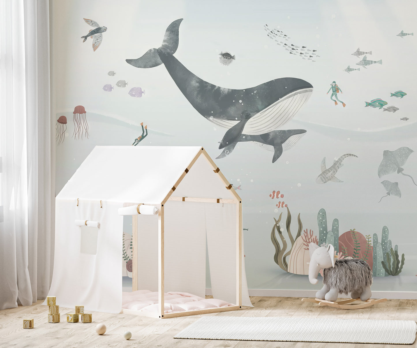 Undersea Life Wall Mural with Bright Colors