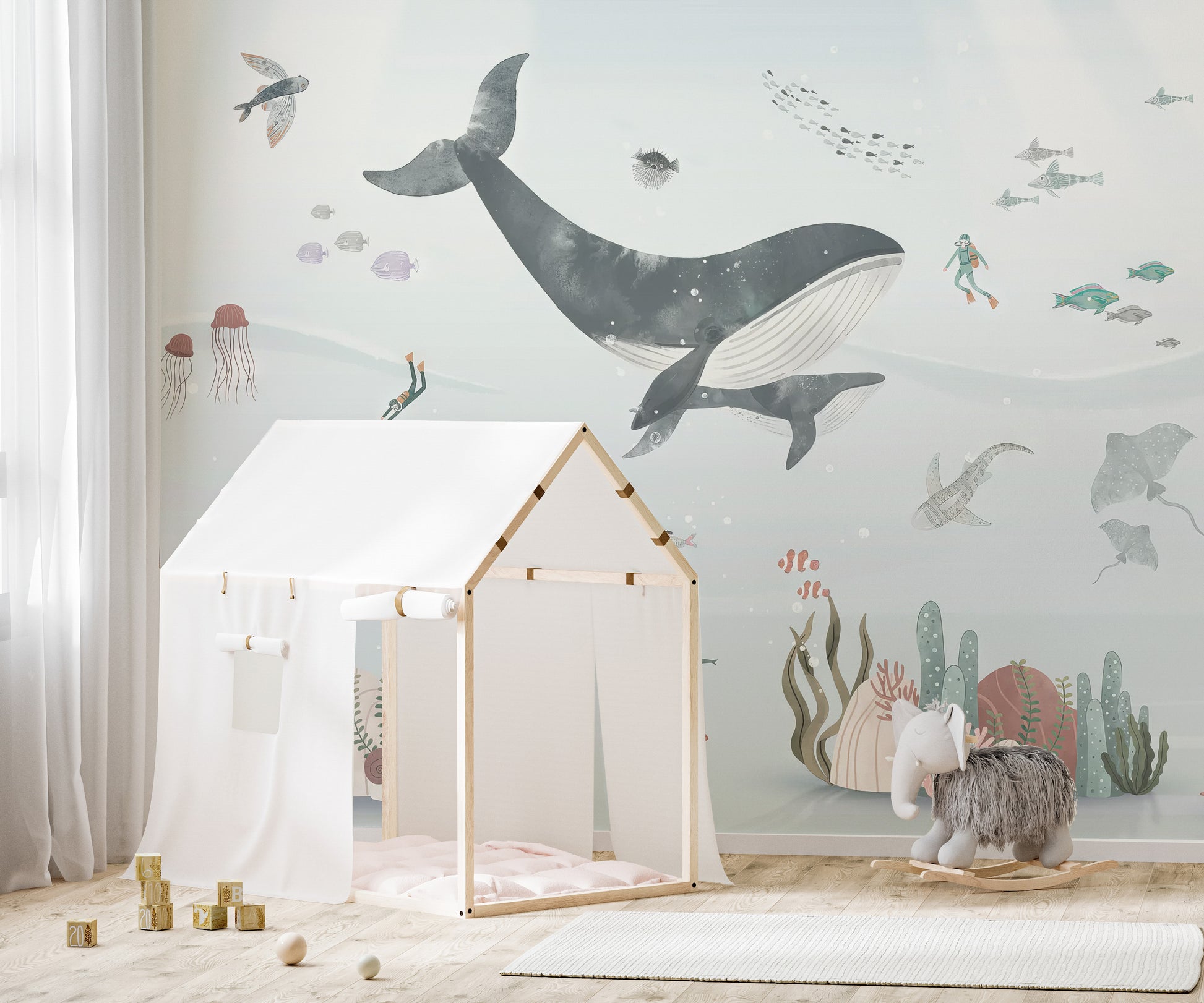 Undersea Life Wall Mural with Bright Colors