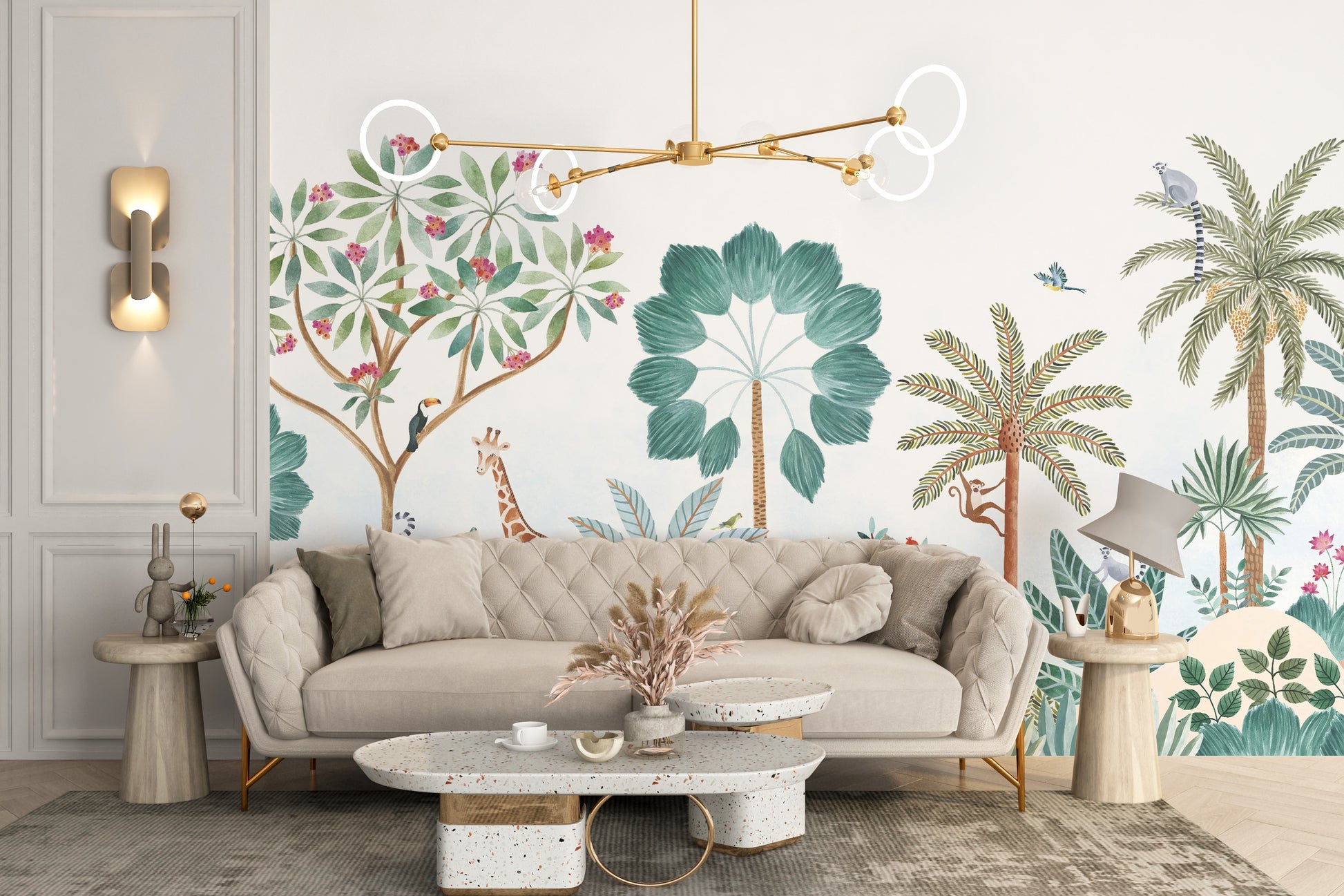 Relaxing tropical mural showcasing nature
