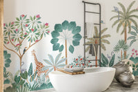 Vibrant tropical wallpaper with palm leaves
