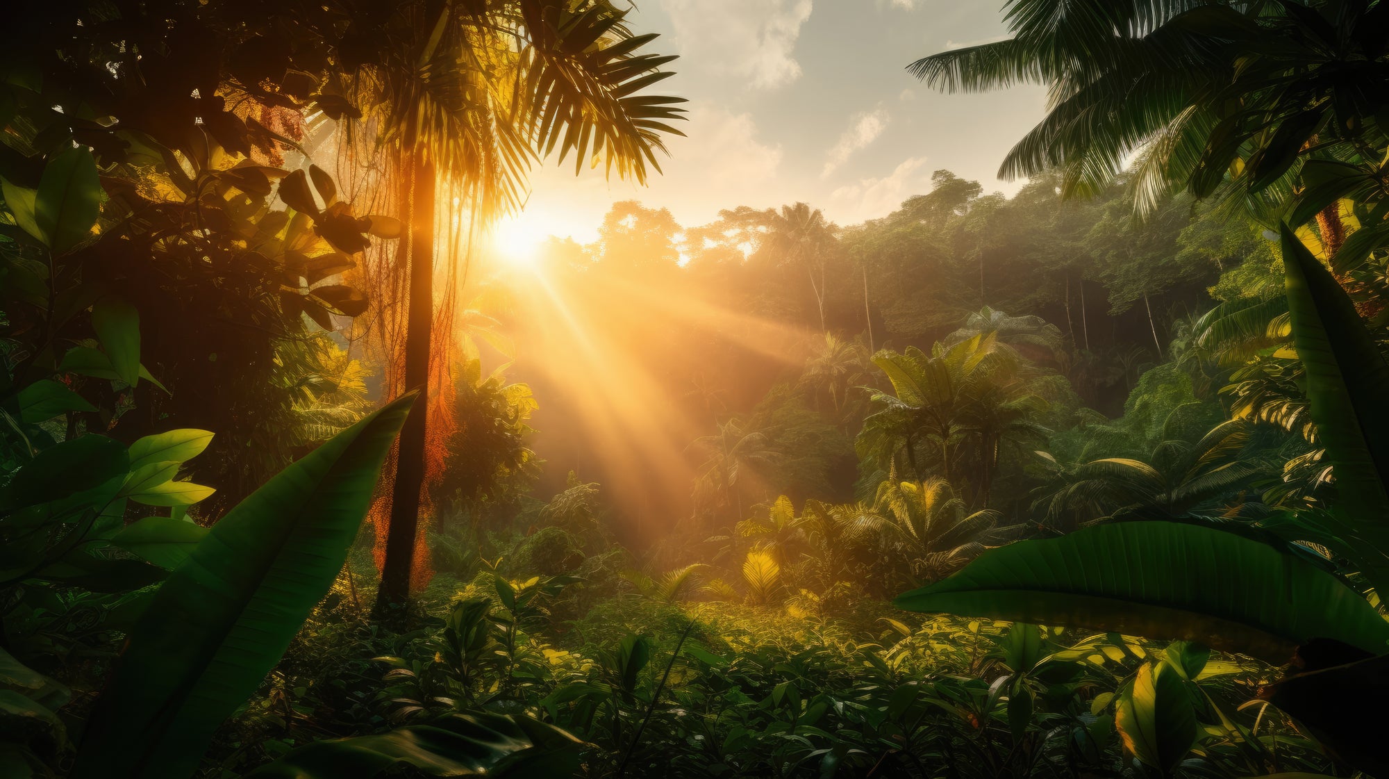 Jungle Sunrise Wall Mural