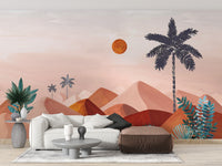 Calm Sunset Oasis Wallpaper Mural for walls
