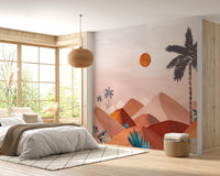 Sunset Oasis Wallpaper Mural for a relaxing vibe