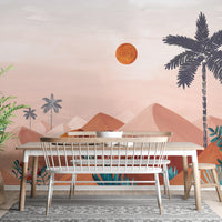 Sunset Oasis Wallpaper Mural for peaceful style