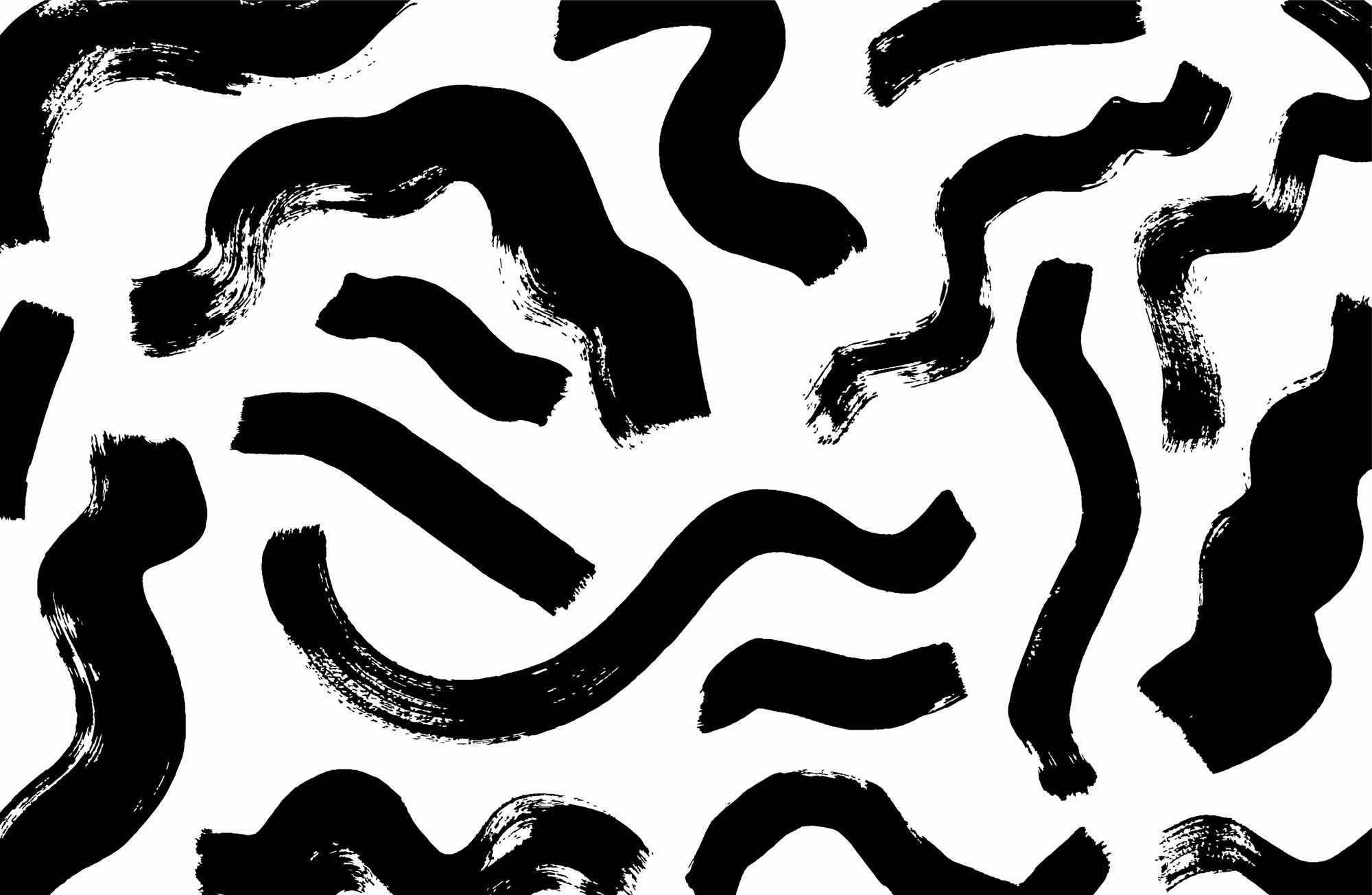 Black Brushstrokes Abstract Wall Mural