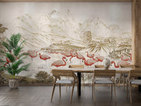 Flamingo Lake Wallpaper Mural for a serene touch