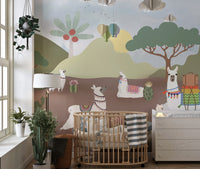 Desert Llama Wallpaper Mural with a cute design