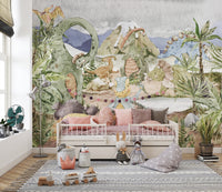 Dino Valley Adventure Wallpaper Mural for a dino-inspired room