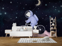 Moonlight Safari Wallpaper Mural for a tranquil nursery