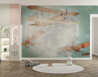 Vintage Airplanes Wallpaper Mural for a sky-high design