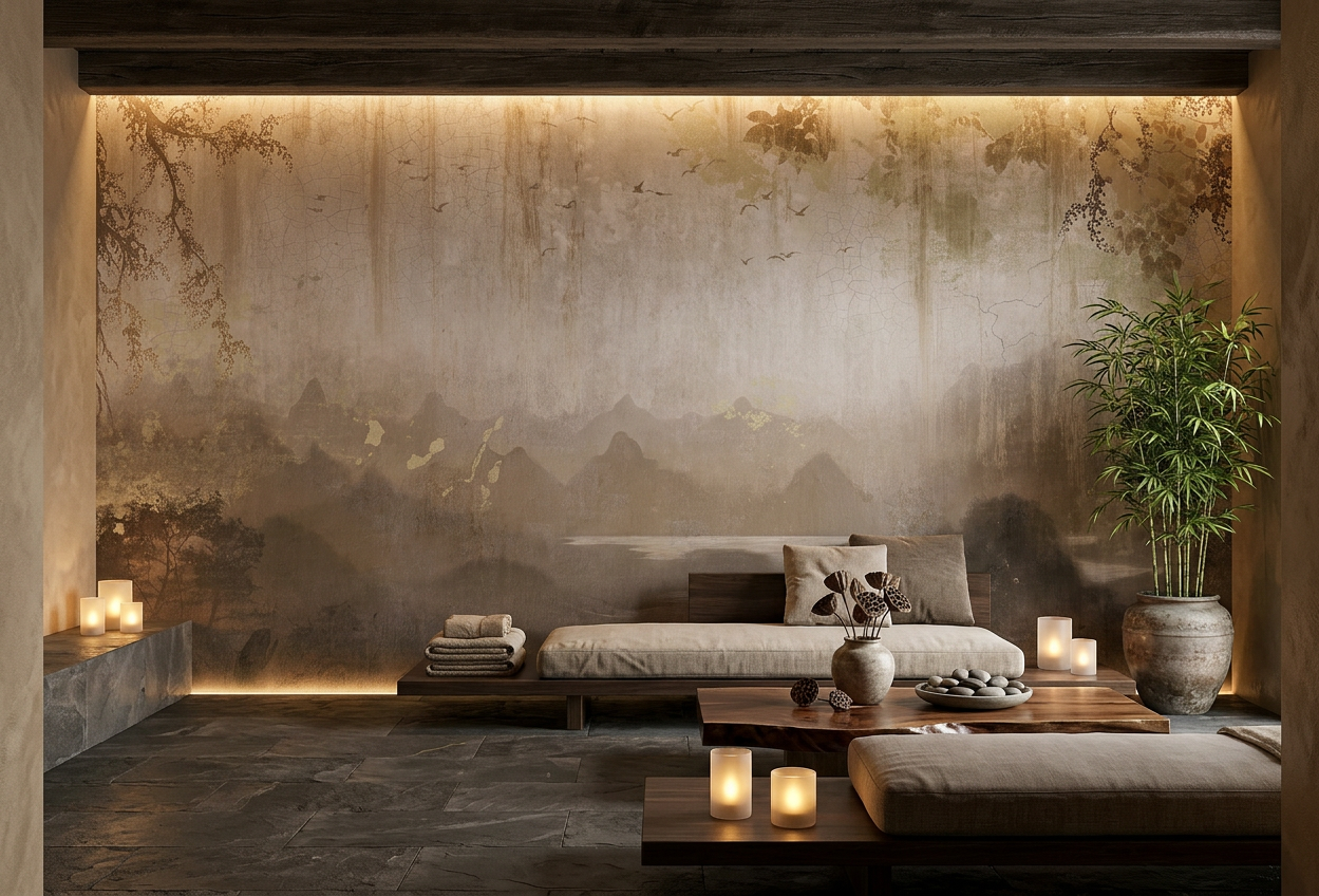 Ancient Hills Watercolor Wall Mural