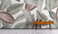 Decorative wallpaper mural with gentle leaf design elements