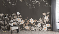 Botanical blooms wallpaper mural for nature-inspired decor