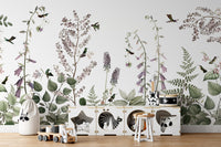 Hummingbird Hedge mural enhances walls with natural beauty.
