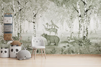 Green bear wallpaper adding bold wildlife elegance.
