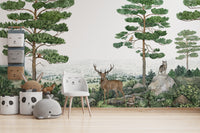 Scenic wallpaper mural showcasing a lush forest vista.
