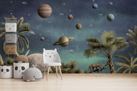 Pretty planets mural perfect for space-inspired interiors.
