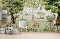 Watercolor Woodland Wonders wallpaper adds nature’s charm.
