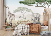 Artistic mural showcasing savannah jive and wildlife charm.
