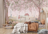 Stylish Unicorn Forest Pink mural for playful interiors.
