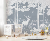 Monochrome Forest Blue wallpaper adds elegance to interiors.
