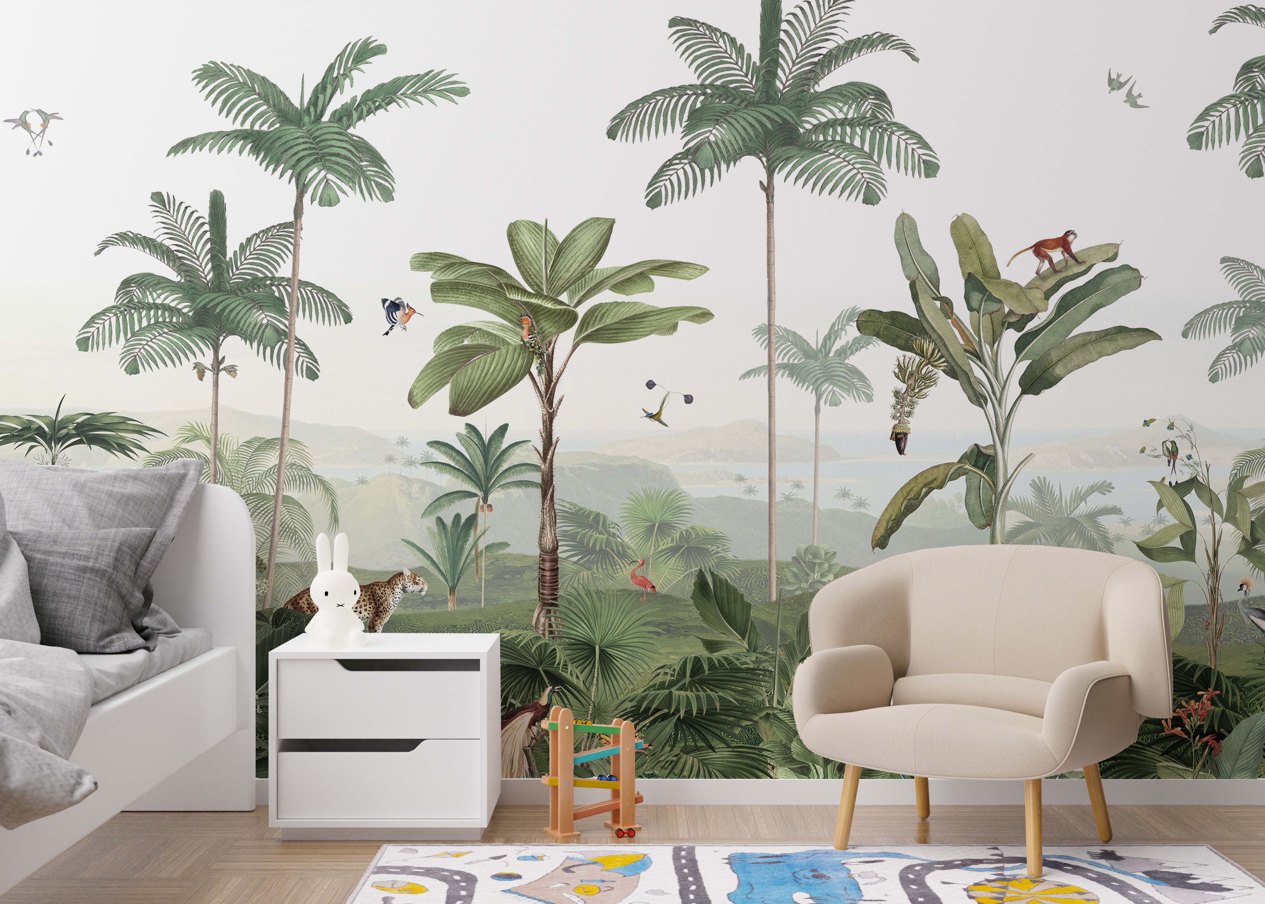 Elegant and bold Thrilling Tropics mural for any room.
