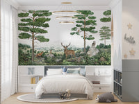 Forest vista mural blending convenience with natural beauty.

