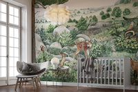 Happy hills wallpaper adding charm to interior décor.
