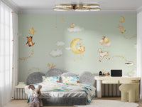 Fun Green Sweet Dreams wallpaper for playful rooms.
