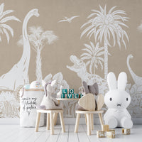 Brown dinosaur-themed Monochrome mural for stylish walls.
